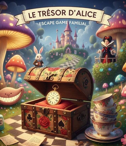 Escape game mobile Laeris, activité insolite Alice, coffre, montre, lapin blanc, team building original.